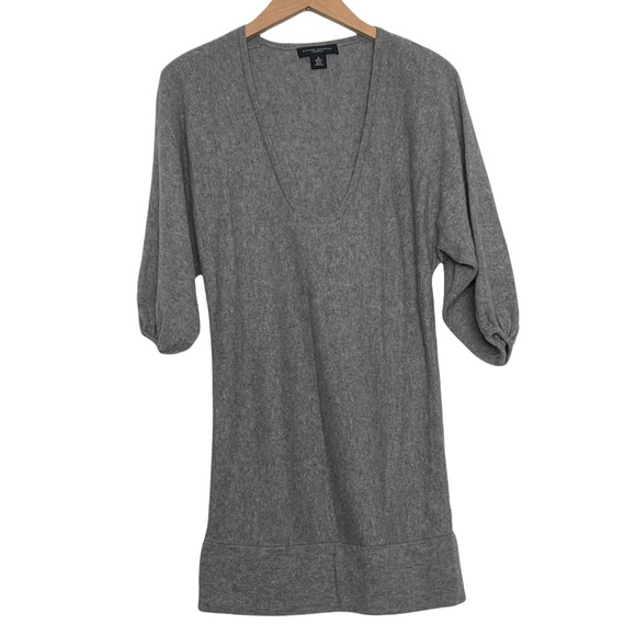 Banana Republic Gray 100% Cashmere Knitted Half Sleeve Tunic Sweater Dress Sm - Picture 1 of 7